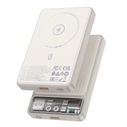 Power bank Hoco Q18 10000mAh PD 22.5W магнитный с функцией беспроводной зарядки белый
