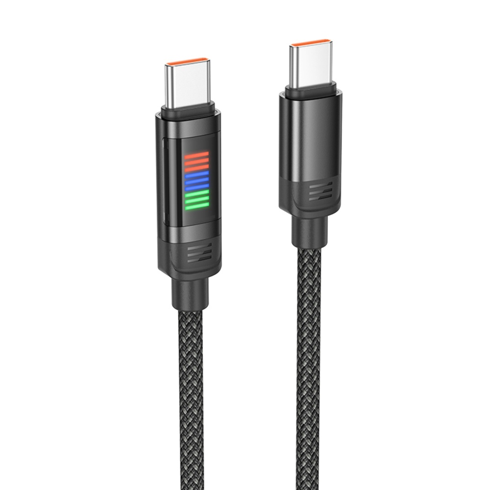 Кабель Hoco U126 с индикатором Type-C to Type-C PD 100W 1.2m black