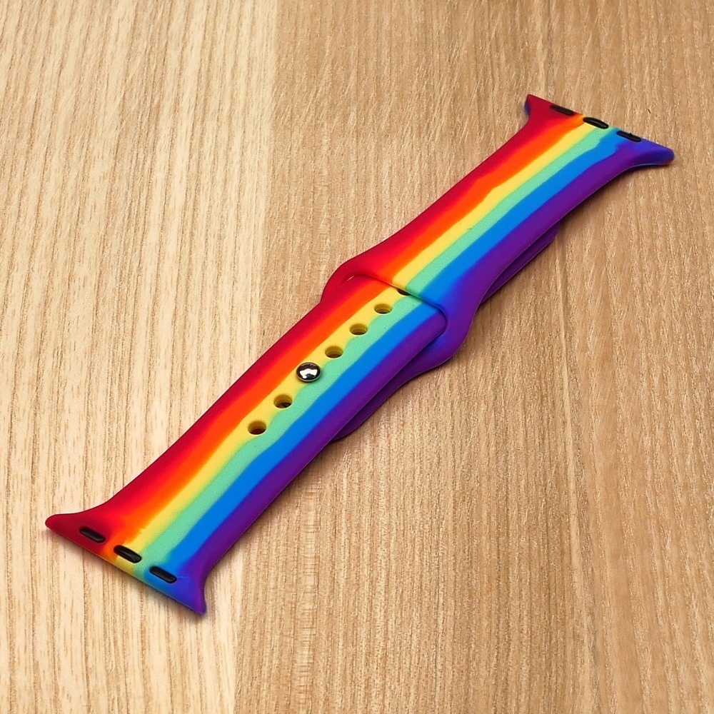 Ремешок силиконовый Rainbow для Apple Watch Sport Band 38/ 40mm радуга размер L