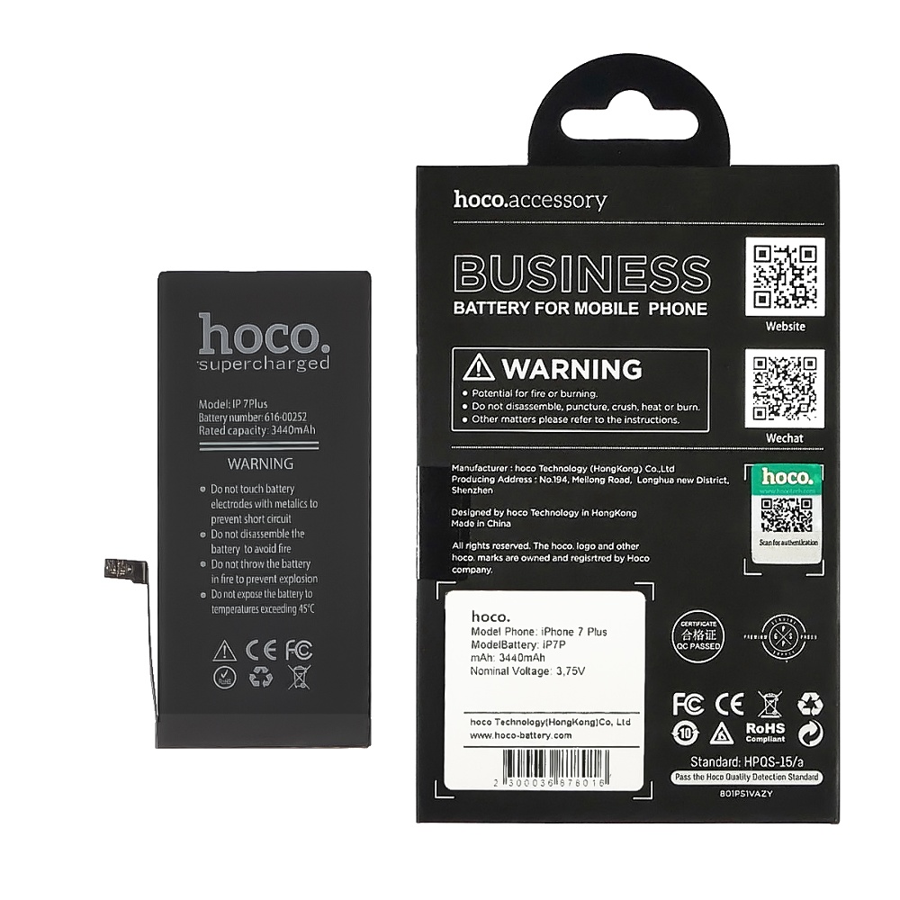 Аккумулятор Hoco для Apple iPhone 7 Plus, усиленный (3440mAh)