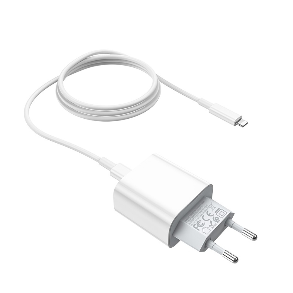 Сетевое зарядное устройство Hoco C76A Plus Type-C PD 20W белое + кабель Type-C to Lightning