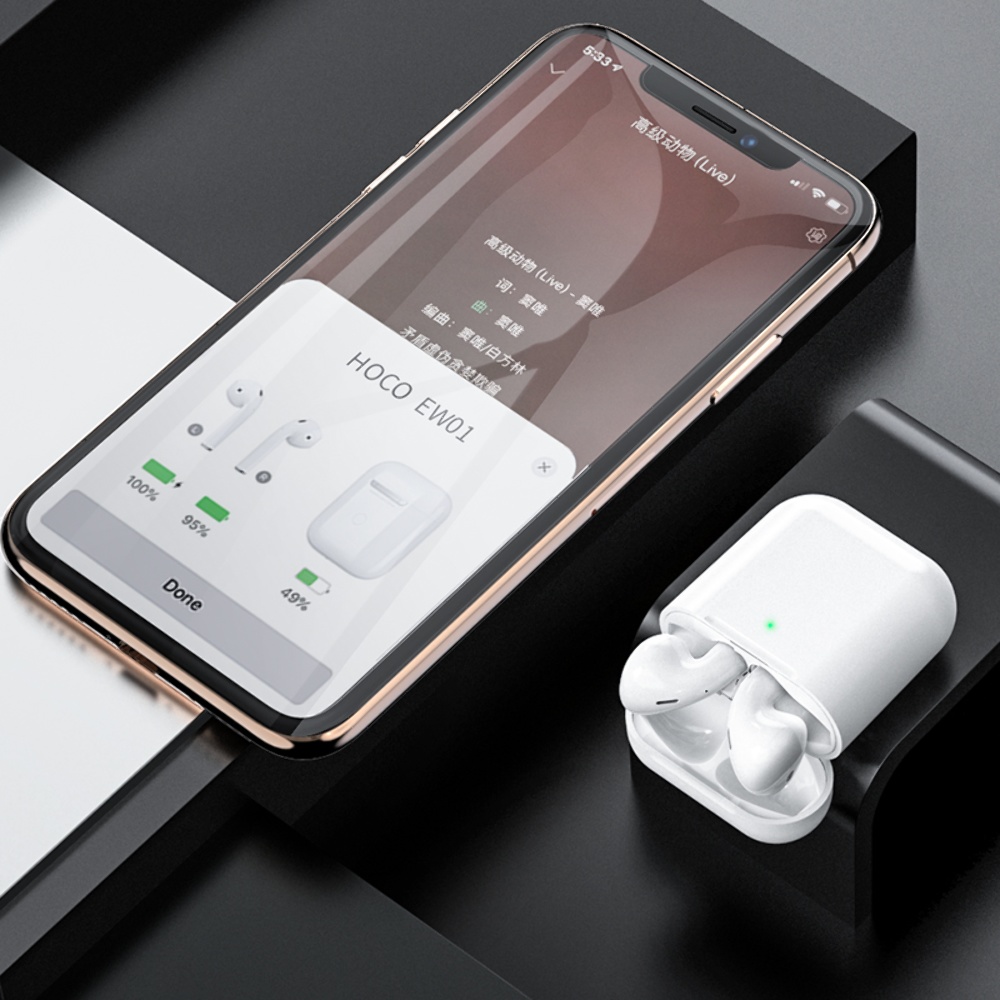 Беспроводные TWS наушники Hoco EW01 Plus вкладыши с беспроводной зарядкой white