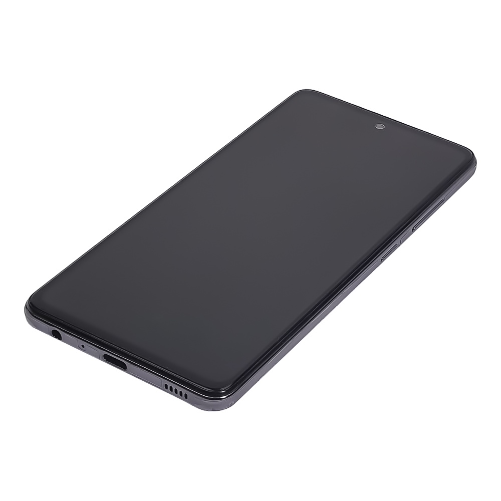 Дисплей для Samsung A525 Galaxy A52 (2020) с чёрным тачскрином и серой корпусной рамкой (с широким ободком) OLED