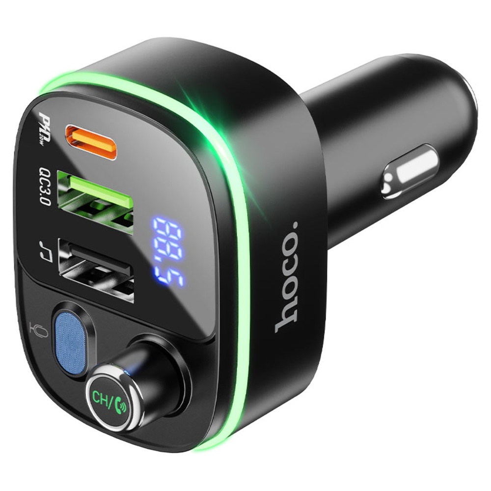 Автомобильное зарядное устройство Hoco E62 2 USB/ Type-C QC PD 20W c FM-модулятором черное