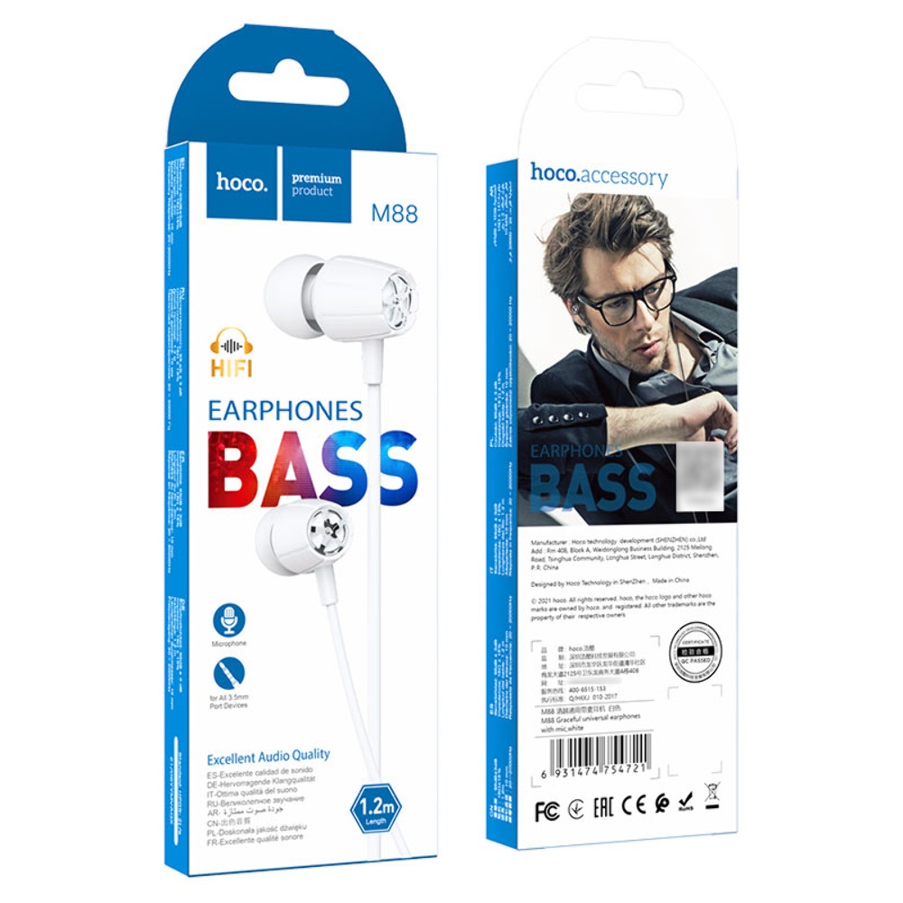 Наушники вакуумные Hoco M88 Jack 3.5 white