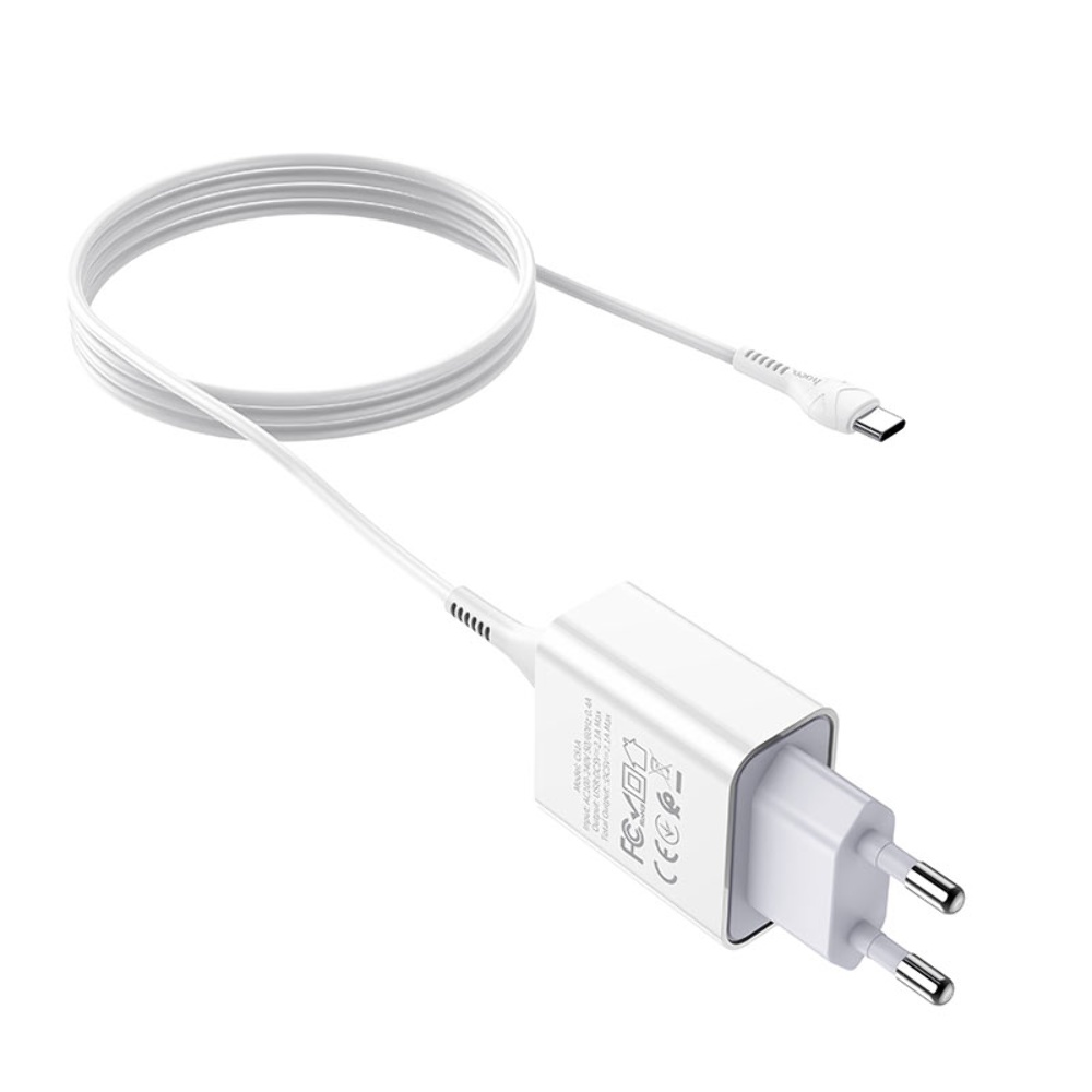 Сетевое зарядное устройство Hoco C81A USB белое + кабель USB to Type-C