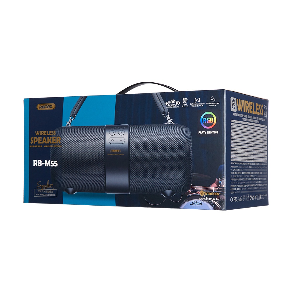 Портативная Bluetooth колонка Remax RB-M55 TWS с LED подсветкой black