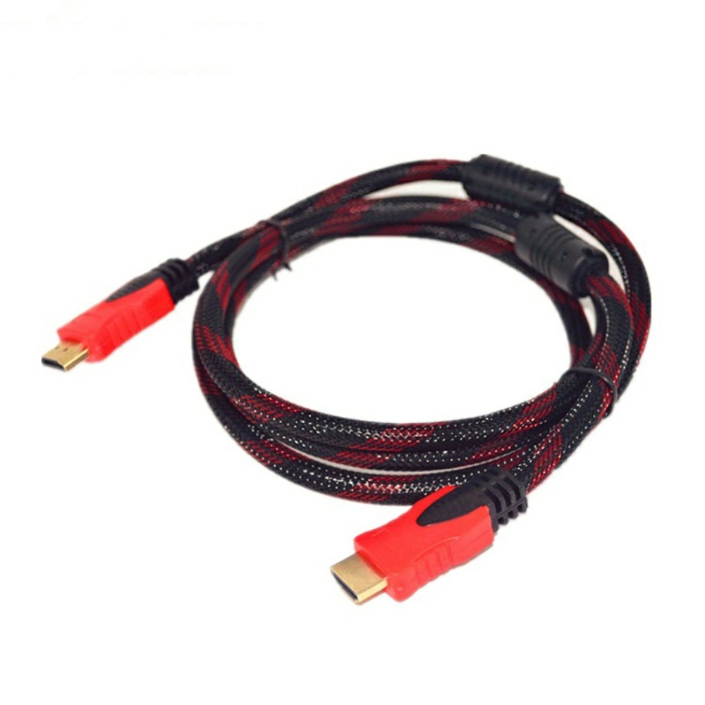 HDMI кабель 3m с нейлоновой оплёткой и позолоченными коннекторами черно-красный