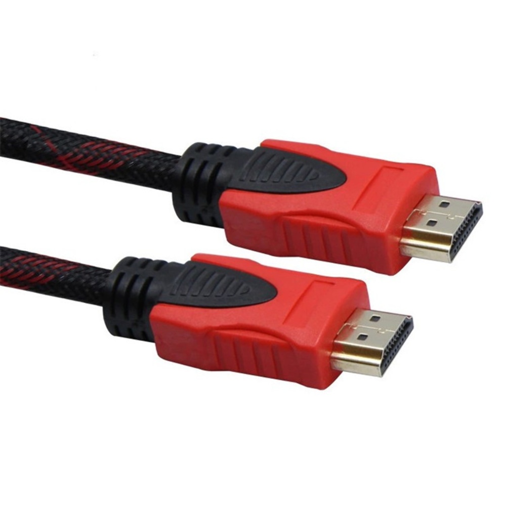 HDMI кабель 3m с нейлоновой оплёткой и позолоченными коннекторами черно-красный
