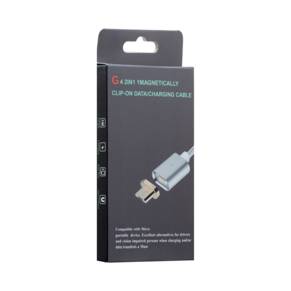 Кабель Clip-On магнитный с индикатором USB to MicroUSB 1m silver