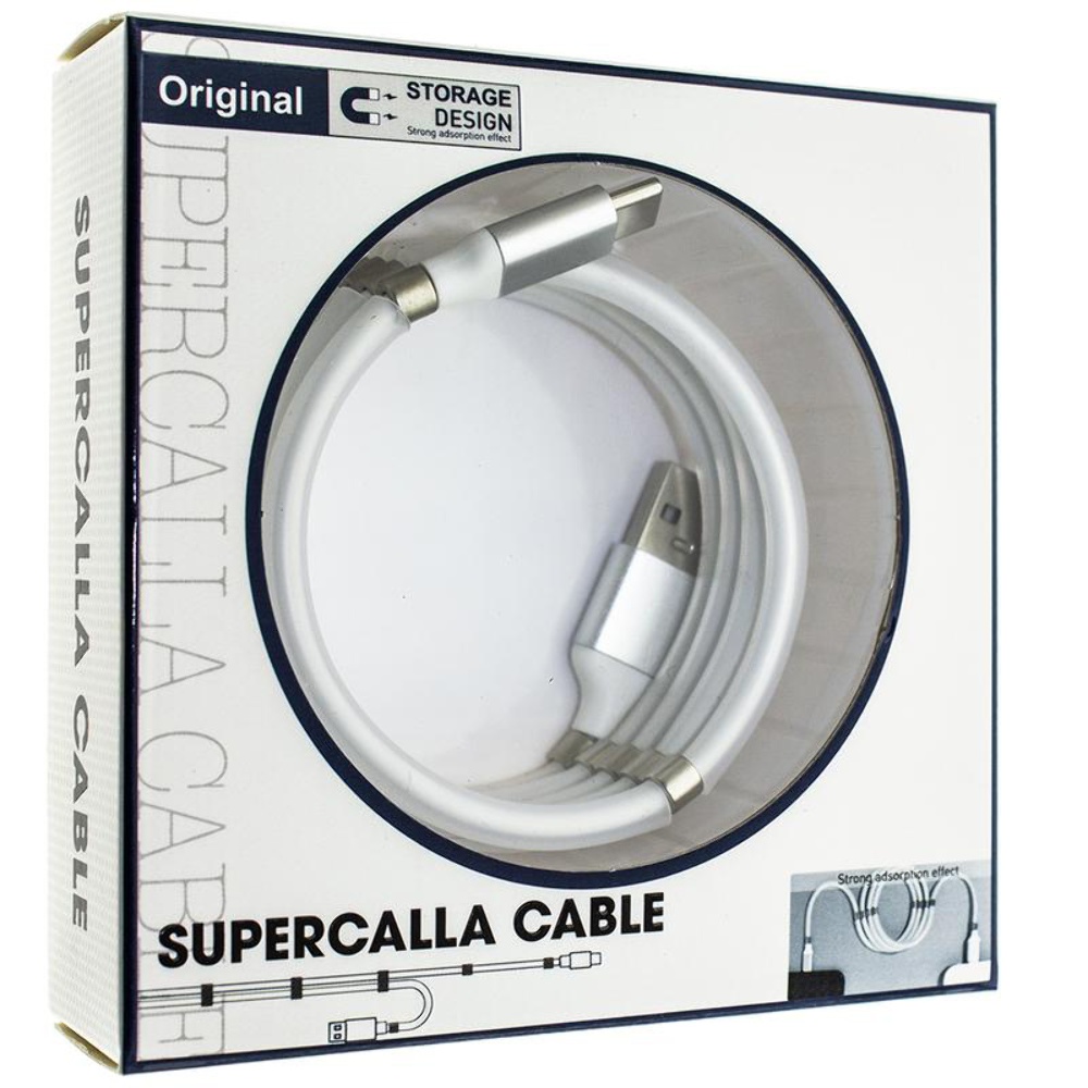 Кабель Supercalla магнитный USB to Type-C 1m white