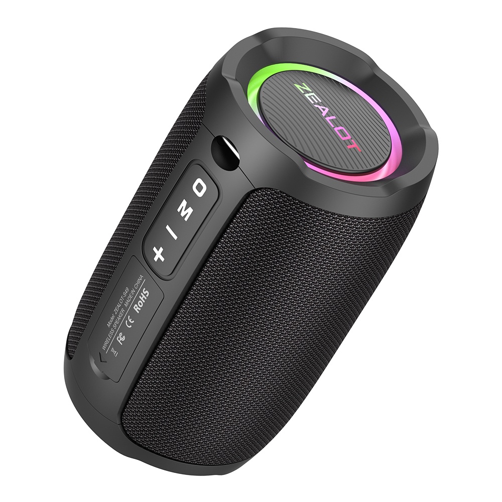 Портативная Bluetooth колонка ZEALOT S49 с LED подсветкой black
