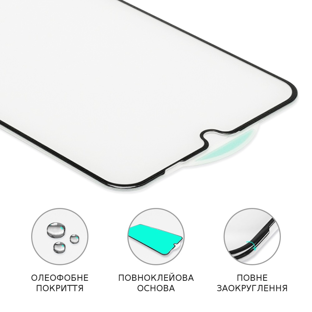 Защитное стекло для Samsung A305/ A307/ A505/ A407 A30/ A50/ A30s/ A40s (0.3 мм, 4D ARC чёрное) Люкс