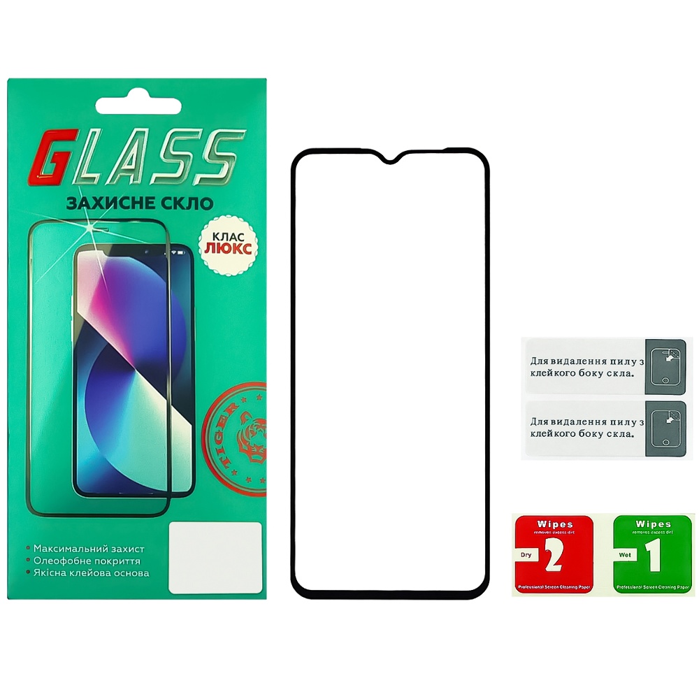 Защитное стекло для Xiaomi Redmi 9A/ 9C/ 10A/ A1/ A2/ Poco C3 Full Glue (0.25 мм, 2.5D, чёрное) Люкс