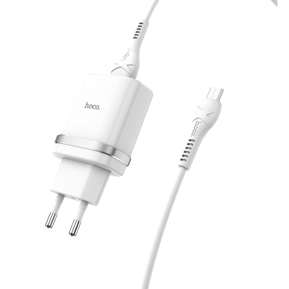 Сетевое зарядное устройство Hoco C12Q USB QC 18W белое + кабель USB to MicroUSB