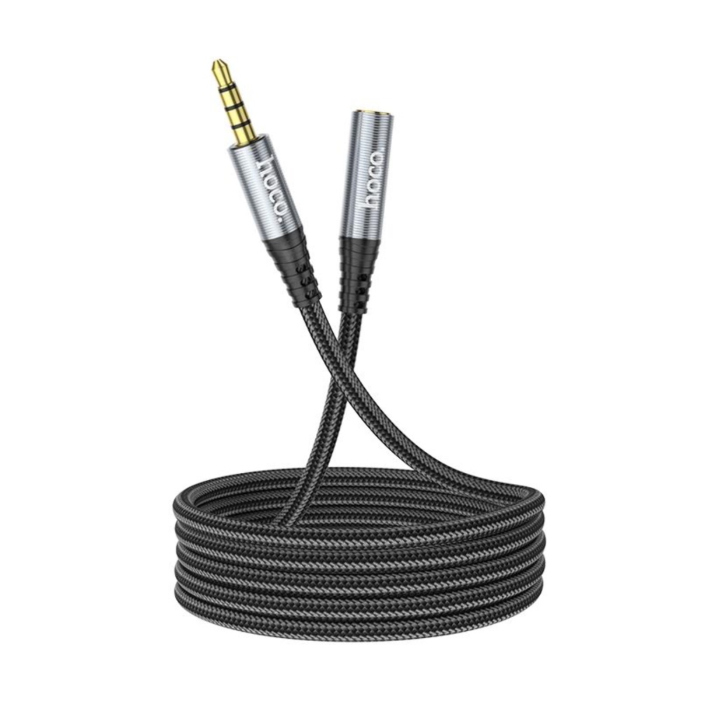 AUX кабель Hoco UPA20 удлинитель Jack 3.5 to Jack 3.5 (F) 2m серебристый