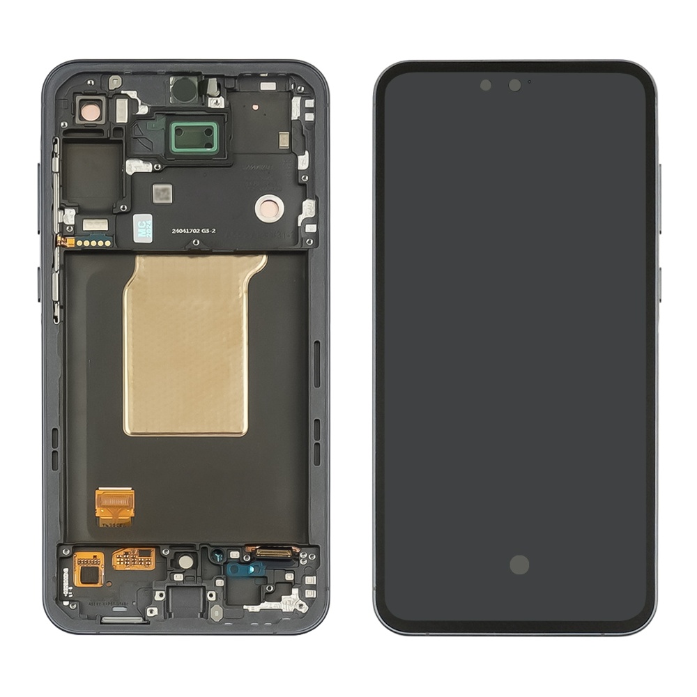 Дисплей для Samsung A556 Galaxy A55 (2024) с чёрным тачскрином и синей корпусной рамкой Original