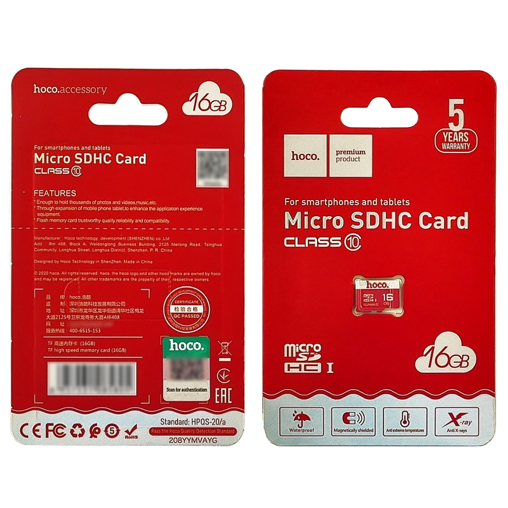 Карта памяти Hoco TF SDHC 16GB high speed красная
