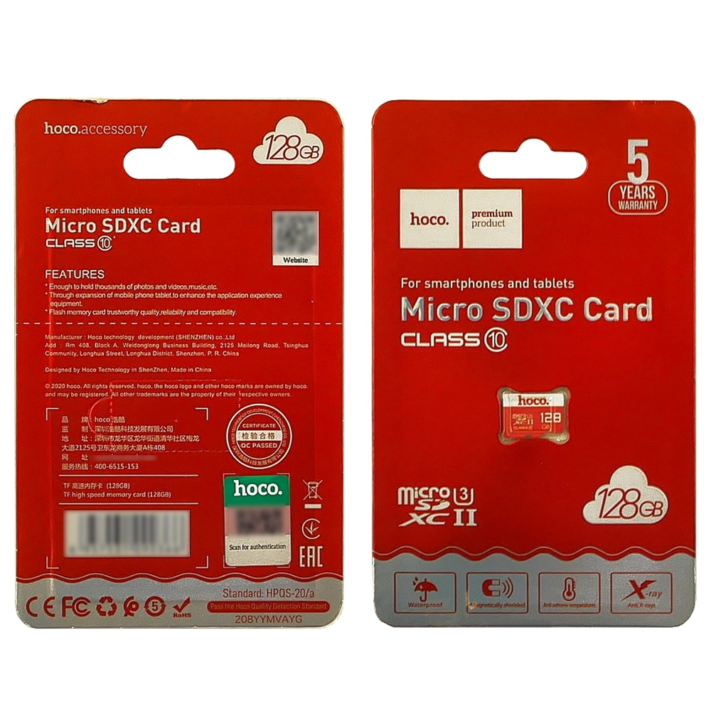 Карта памяти Hoco TF SDXC 128GB high speed оранжевая