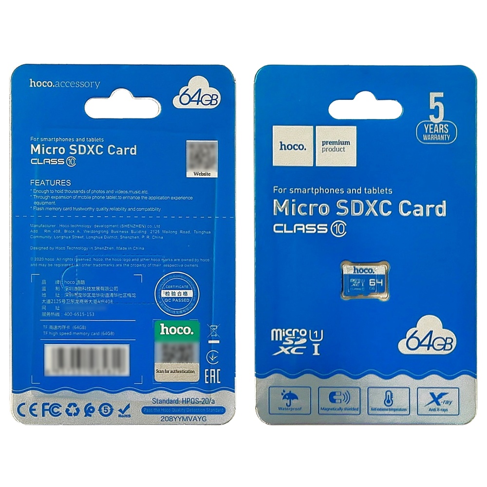 Карта памяти Hoco TF SDXC 64GB high speed синяя