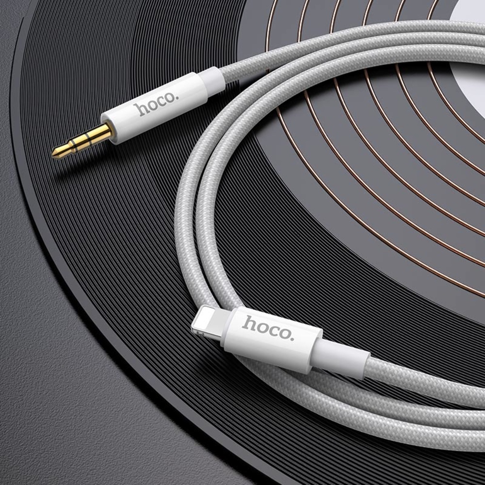 AUX кабель Hoco UPA19 Lightning to Jack 3.5 1m серебристый
