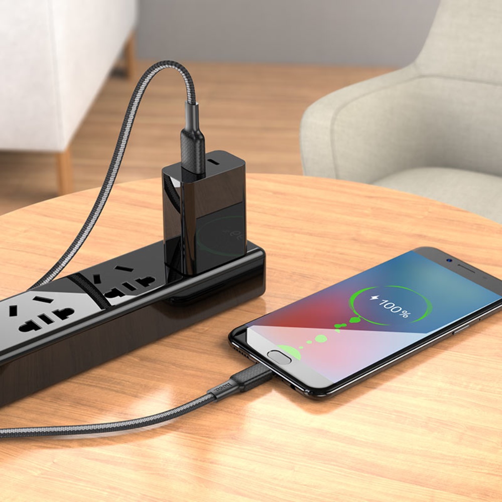 Кабель Hoco X69 USB to MicroUSB 1m black white