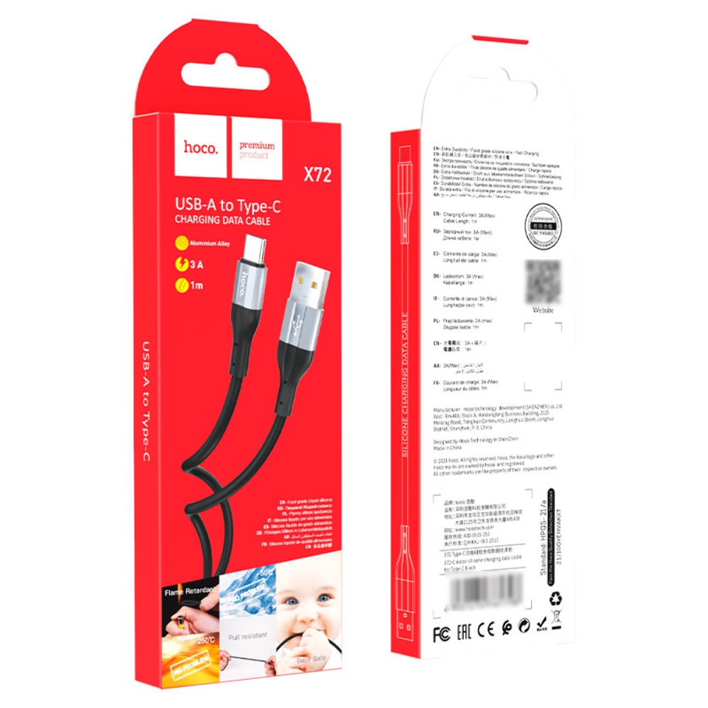 Кабель Hoco X72 USB to Type-C 1m black