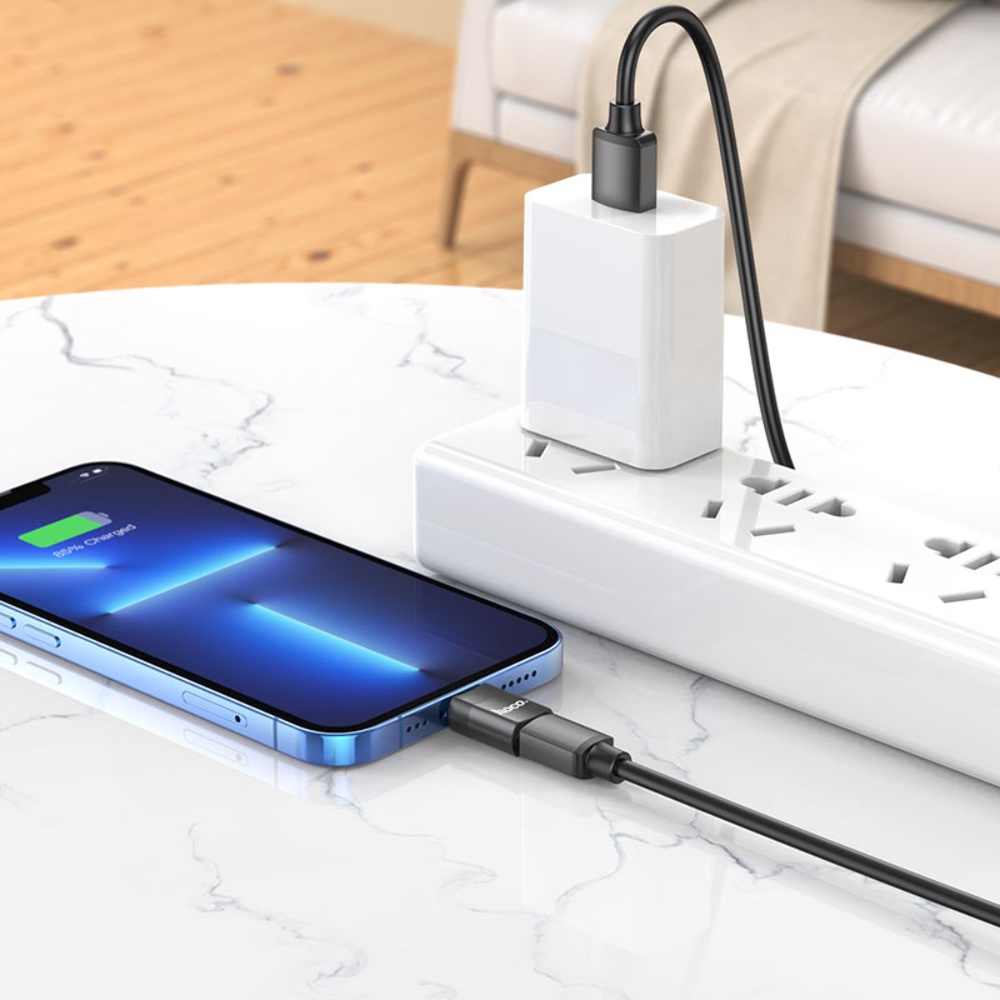 Адаптер переходник Hoco UA17 Lightning to Type-C (F) black
