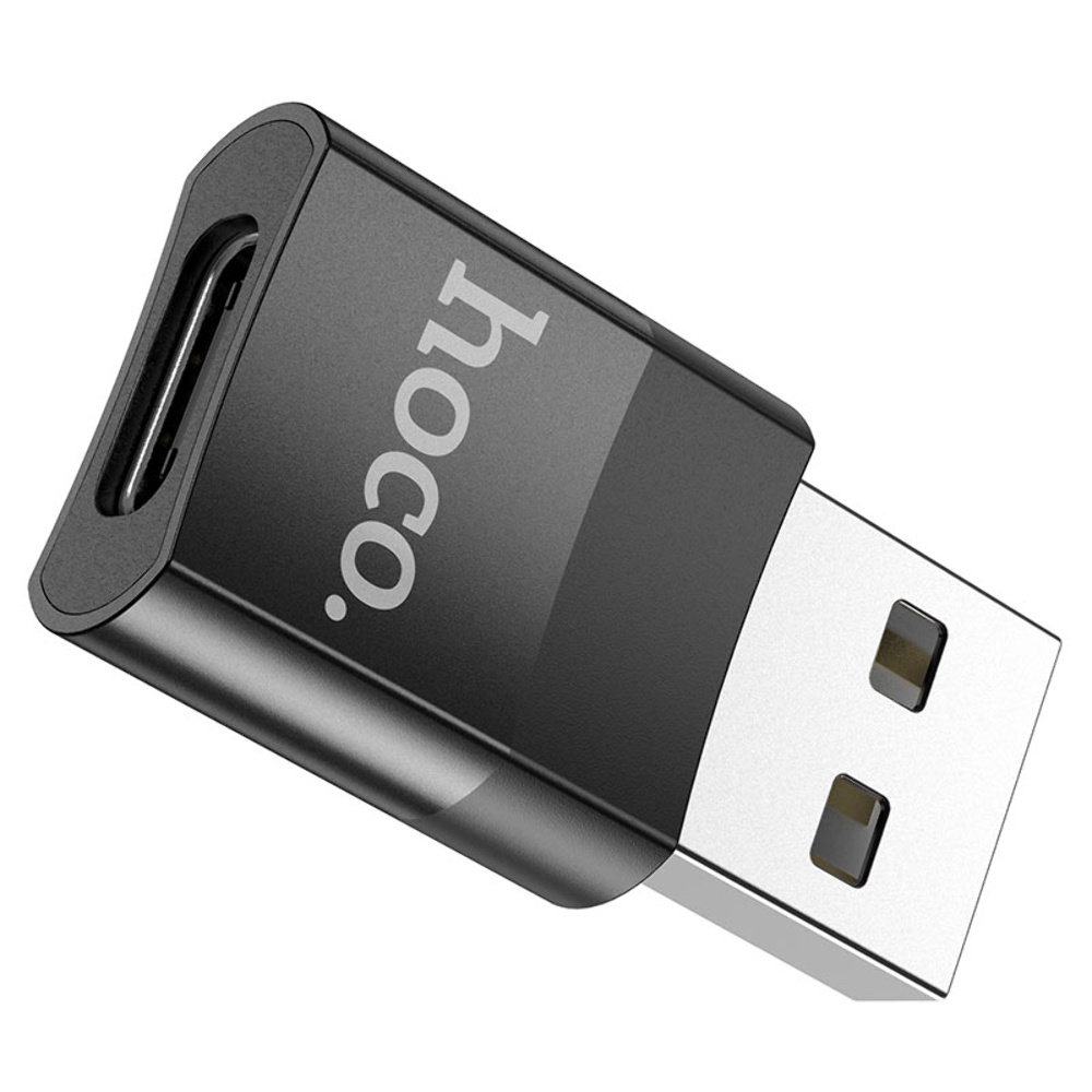 Адаптер переходник Hoco UA17 USB to Type-C (F) черный