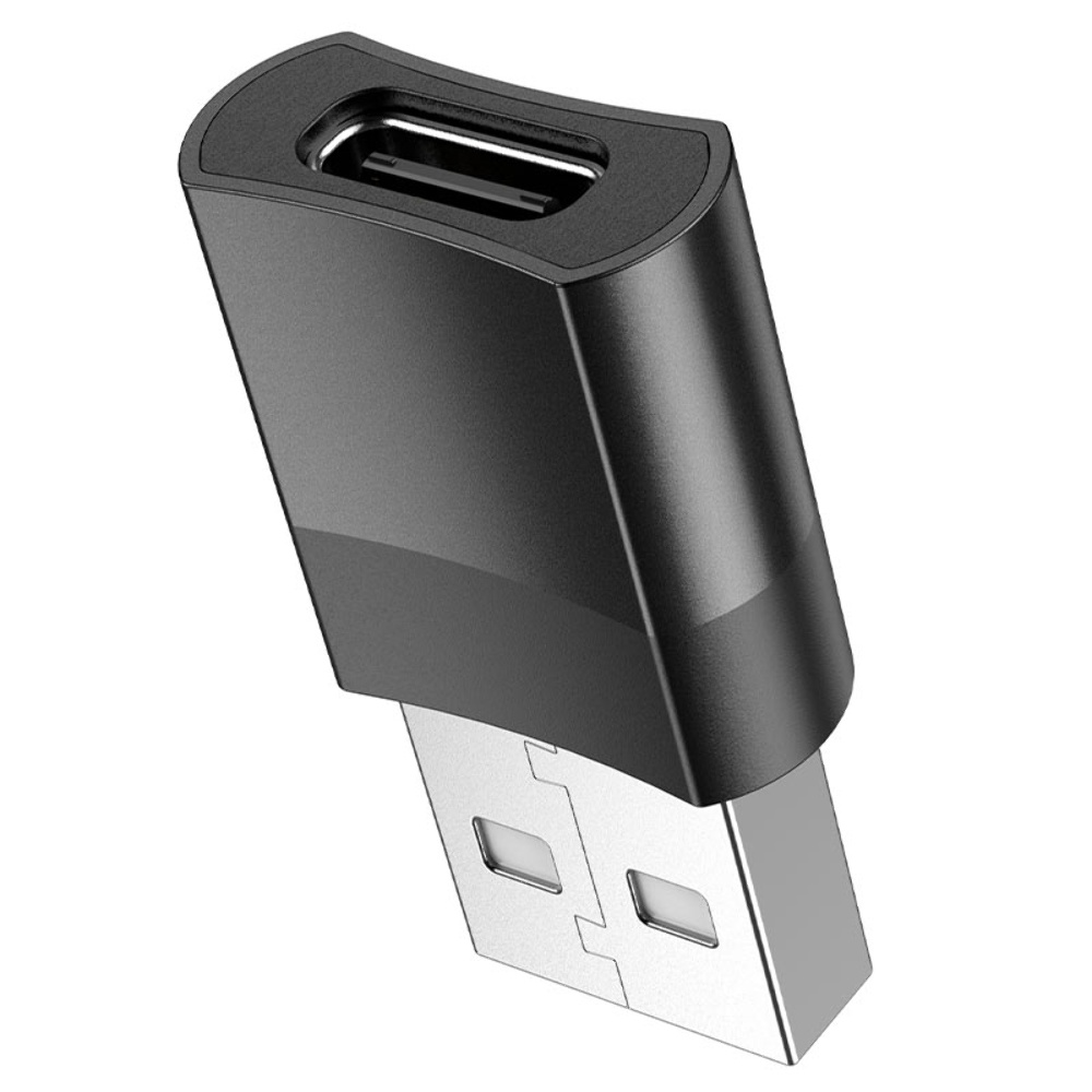 Адаптер переходник Hoco UA17 USB to Type-C (F) черный