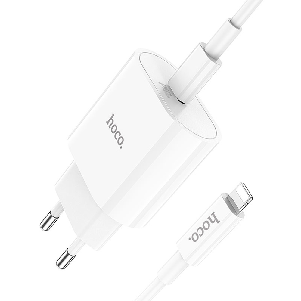 Сетевое зарядное устройство Hoco C94A Type-C PD 20W белое + кабель Type-C to Lightning