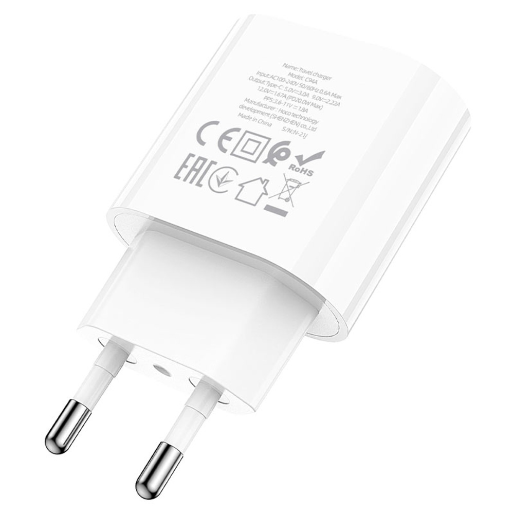 Сетевое зарядное устройство Hoco C94A Type-C PD 20W белое