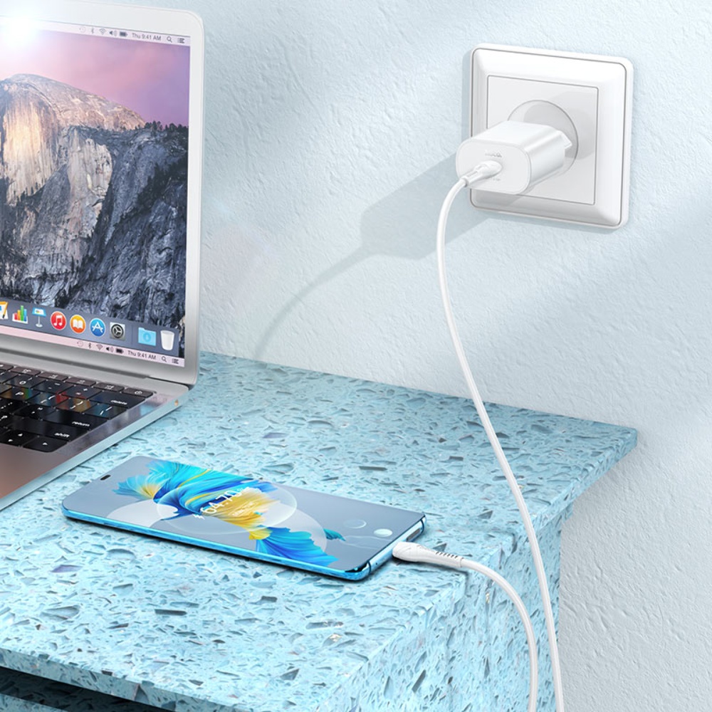 Сетевое зарядное устройство Hoco N22 Type-C PD 25W белое + кабель Type-C to Type-C