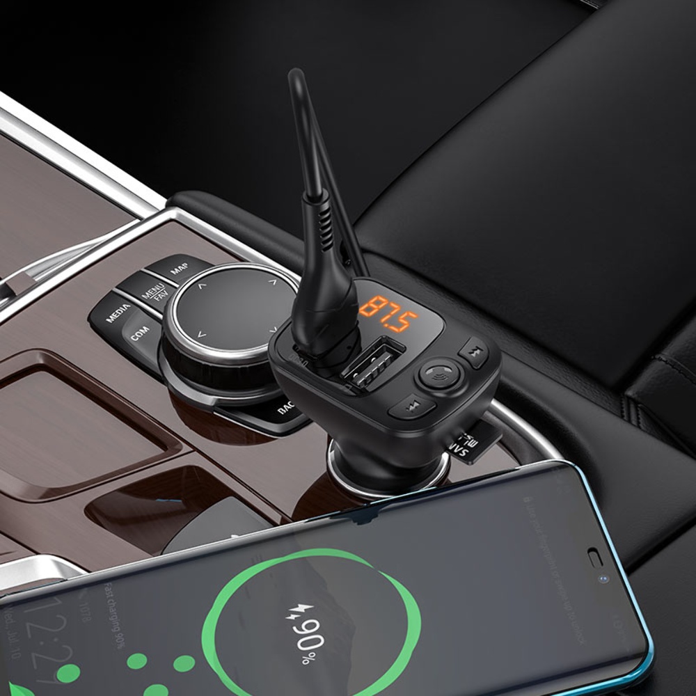 Автомобильное зарядное устройство Borofone BC41 2 USB QC 18W c FM-модулятором черное