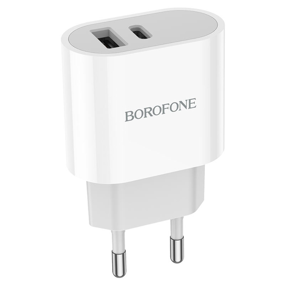 Сетевое зарядное устройство Borofone BA62A USB/ Type-C белое