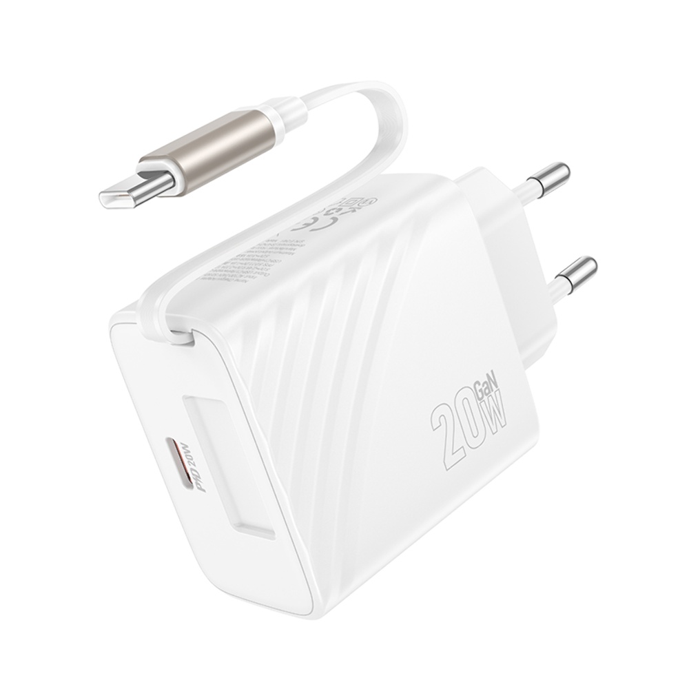 Сетевое зарядное устройство Hoco N57 Type-C PD + кабель Type-C white
