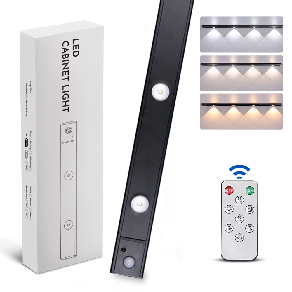 LED светильник cat“s eye 60-2B с пультом, аккумулятором, датчиком движения и освещенности 60 см 2W алюминиевый черный