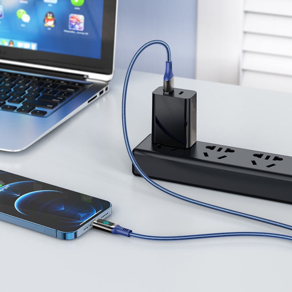 Кабель Hoco S51 с дисплеем USB to Lightning 1.2m blue