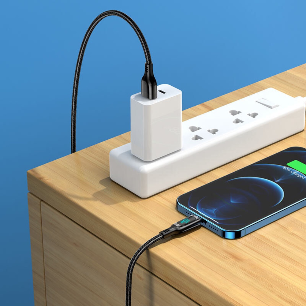 Кабель Hoco S51 с дисплеем USB to Lightning 1.2m black