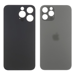 Заднее стекло корпуса для Apple iPhone 14 Pro Max Space Black (серое) маленький вырез под камеру