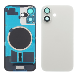 Заднее стекло корпуса для Apple iPhone 16 Plus White (белое) с рамкой и стеклом камеры