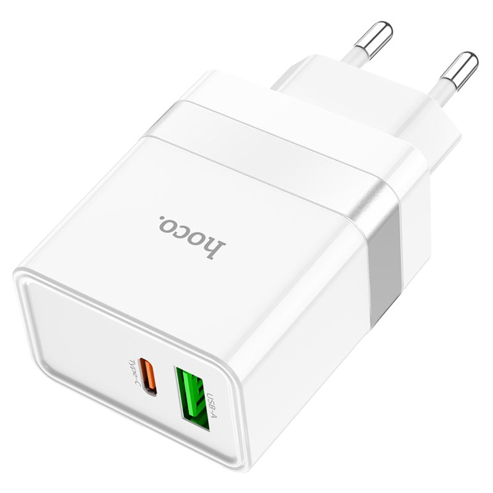 Сетевое зарядное устройство Hoco N21 USB/ Type-C QC PD 30W белое