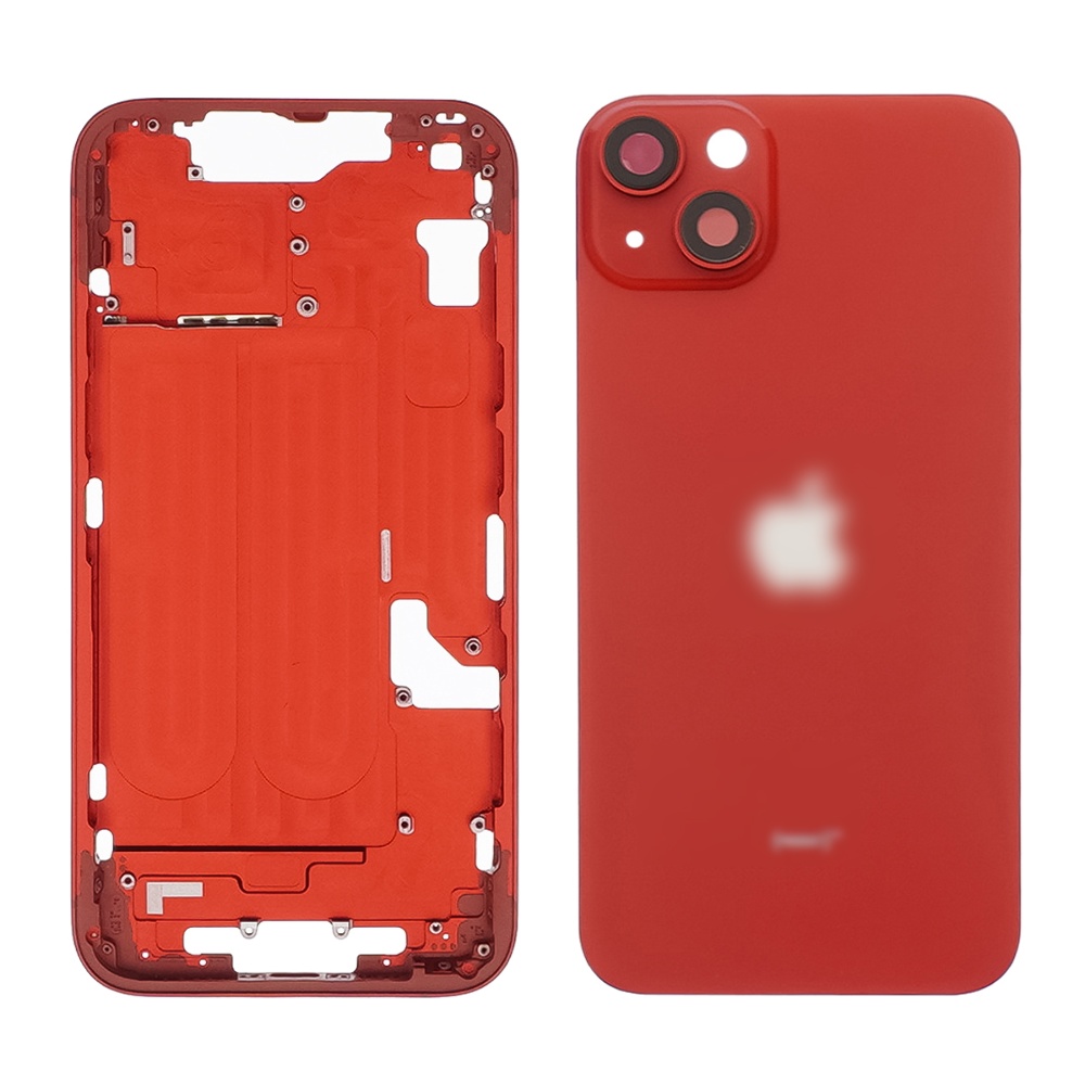 Корпус для Apple iPhone 14 Red (красный) с задним стеклом, рамкой и стеклом камеры