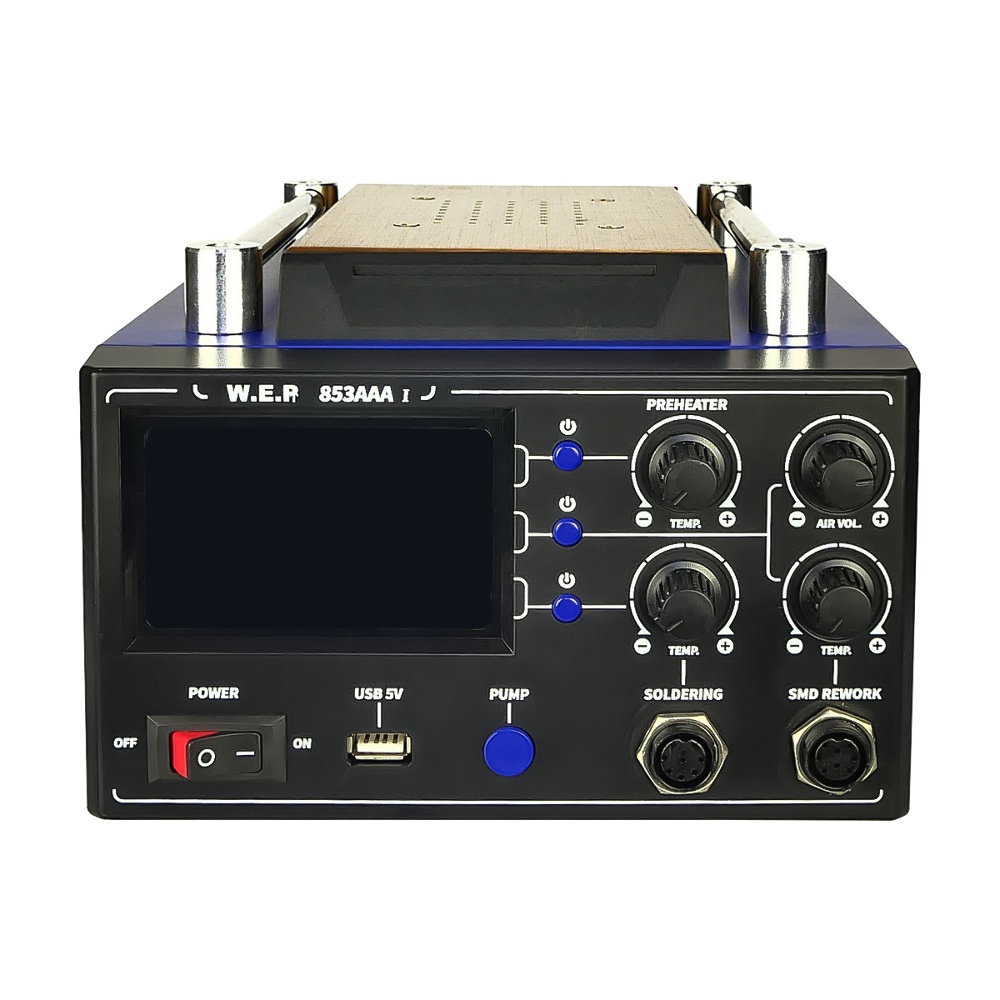 Паяльная станция WEP 853AAA-I, со встроенным вакуумным сепаратором 9" (20 x 11 см), фен, паяльник, USB 5V