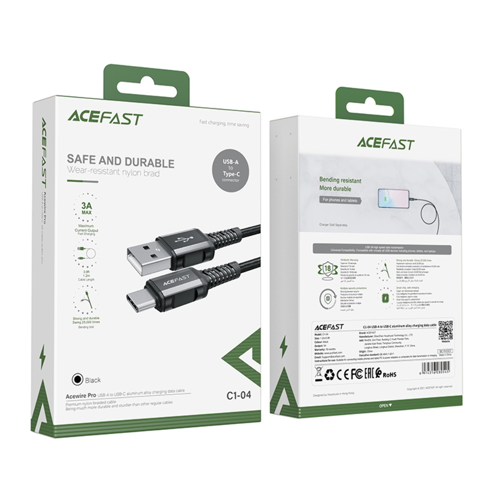 Кабель Acefast C1-04 USB to Type-C 1.2m black