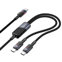 Кабель Hoco U139 2в1 Type-C to Type-C/ Type-C PD 100W 1.2m black Кабель Hoco U139 2в1 Type-C to Type-C/ Type-C PD 100W 1.2m black