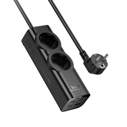 Сетевое зарядное устройство удлинитель Hoco NS10 USB/ 3 Type-C PD 67W 2 розетка 2m black