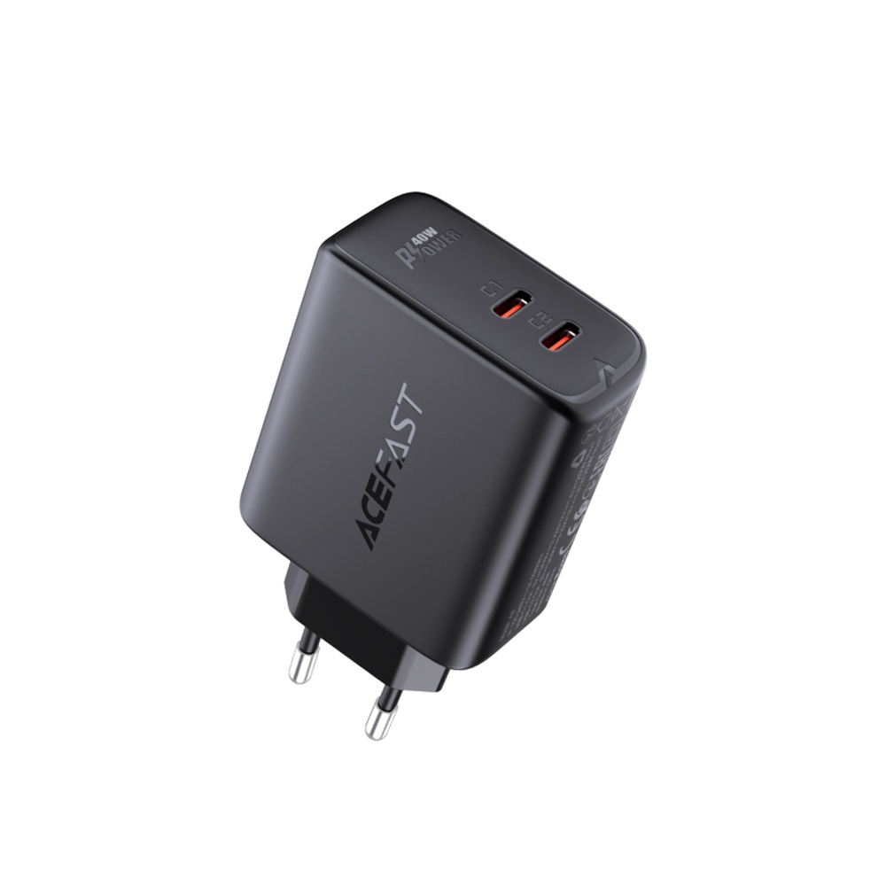 Сетевое зарядное устройство Acefast A9 2 Type-C QC PD 40W черное