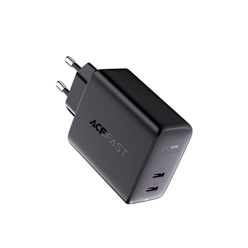 Сетевое зарядное устройство Acefast A9 2 Type-C QC PD 40W черное