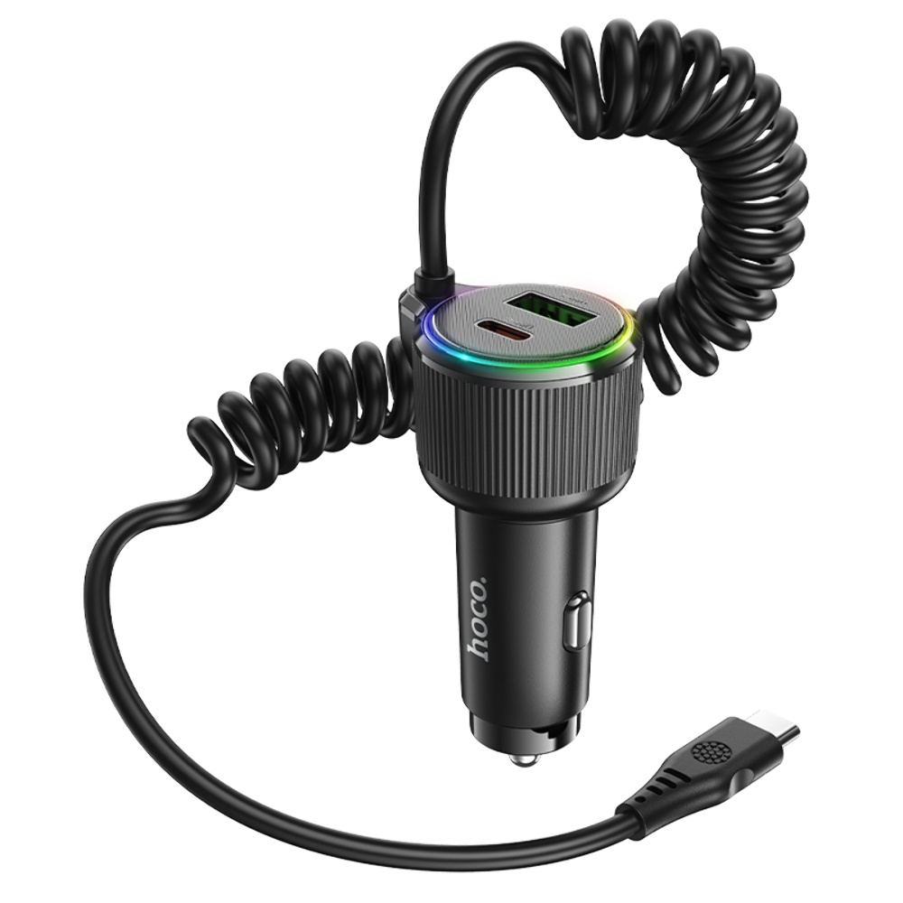 Автомобильное зарядное устройство Hoco NZ17A USB/ 2 Type-C PD 50W с кабелем Type-C black